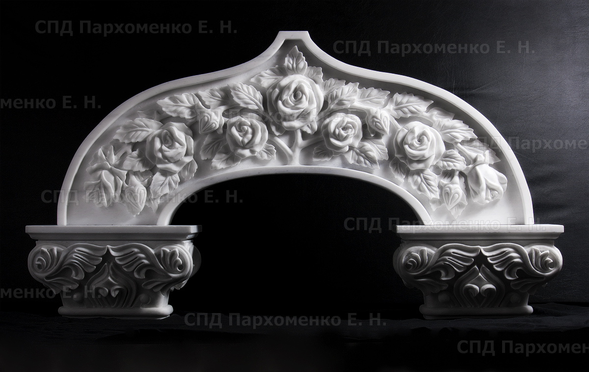 Резьба по мрамору: цветы и листья розы