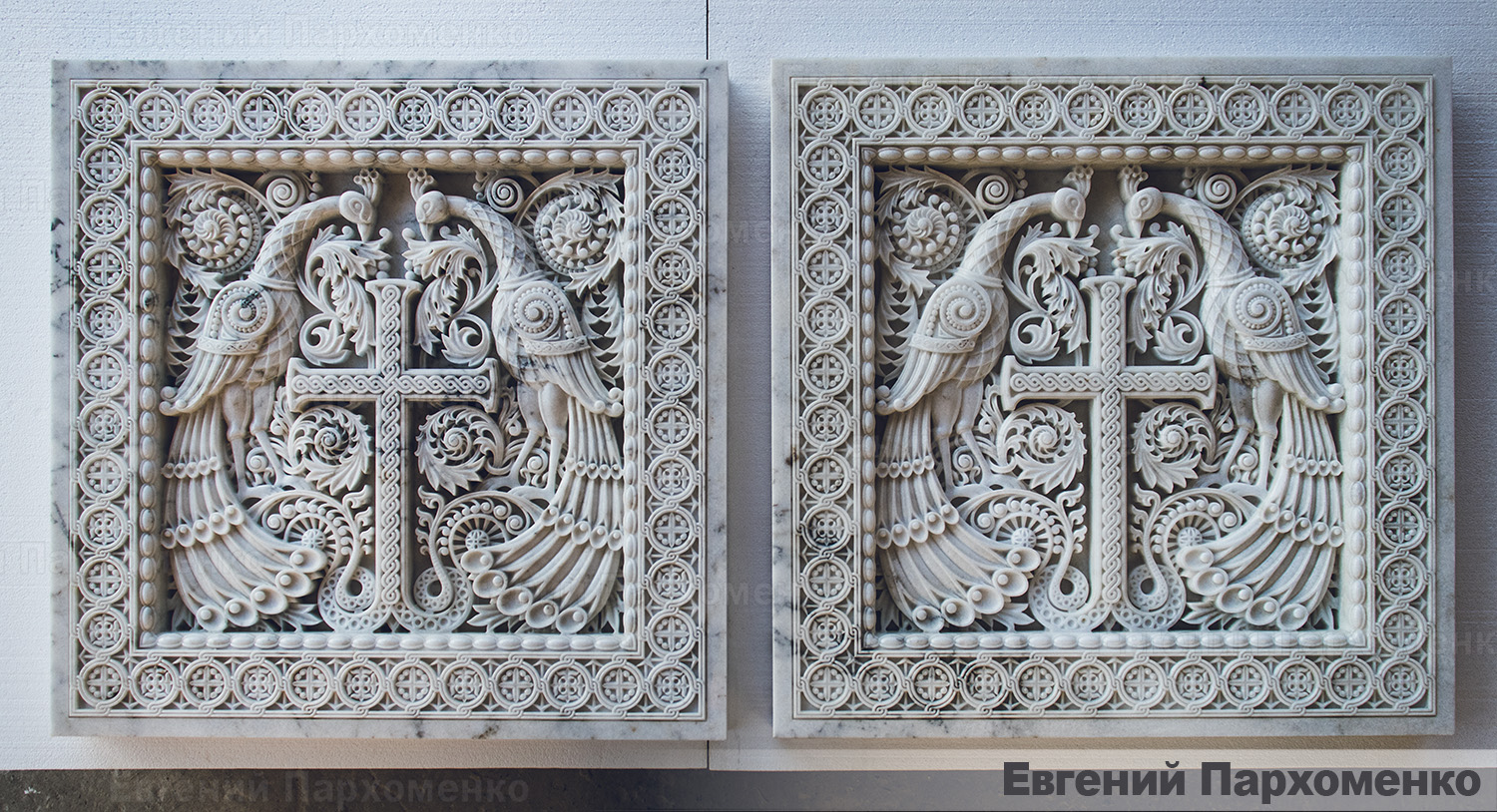 Резные детали престола из мрамора для православного храма